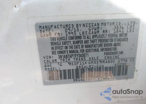 2015 Nissan Sentra Sr из США, поврежденный, VIN 3N1AB7AP7FY340671